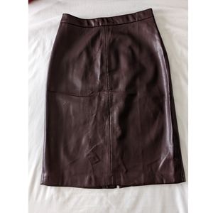 Maroon Vegan Leather Pencil Skirt